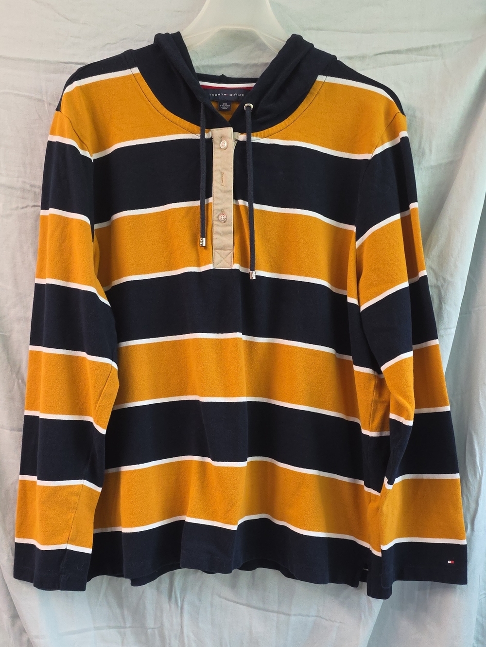 Tommy Hilfiger XXL Striped Hooded Rugby Pullover